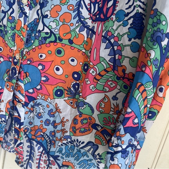 J. Mclaughlin Size S Multicolor Lois Woven Floral Print Point Collar Blouse - Picture 4 of 6